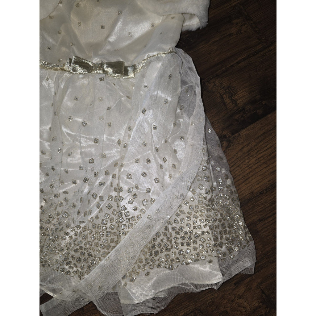 JONA MICHELLE Sleeveless Girl's Party Dress Size 4T White & Gold W/Shrug