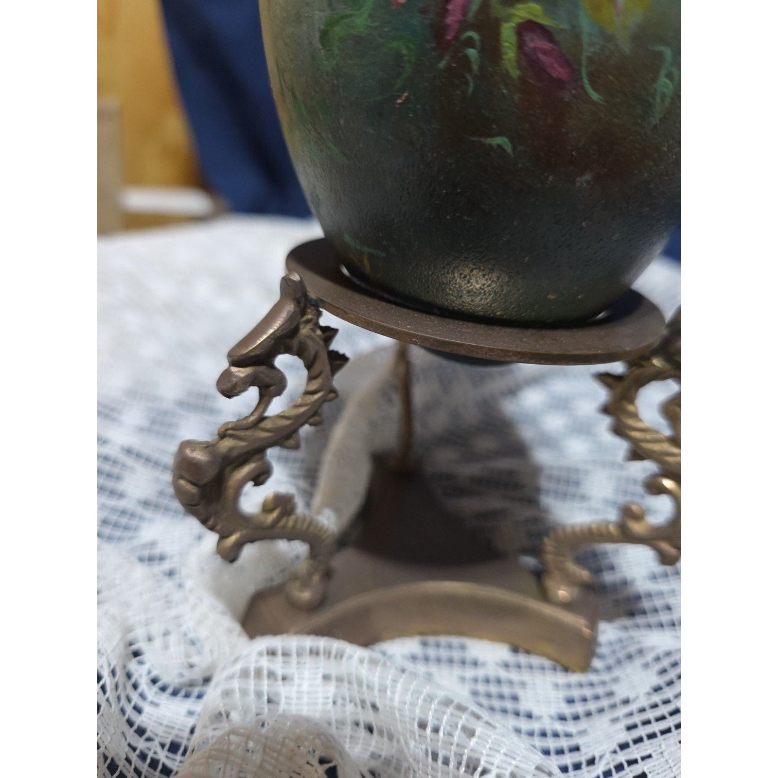 VTG Ann Moody Hand Painted Goose Egg Signed Floral Folk Art Collectible Signed