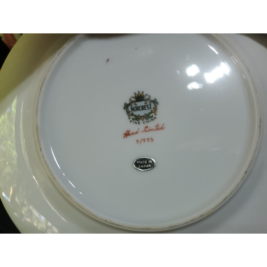 Vintage Rare Norcrest China Dove Fish Teacup W/ 2 Saucers Set Pink Leaf