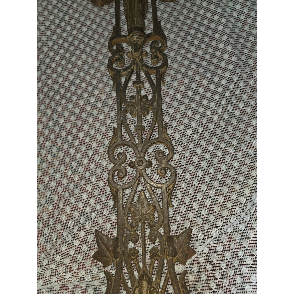 Antique French Style Cast Iron Cross Virgin Mary Lg Ornate Garden Church 42"X25"