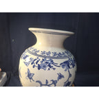 Chinese Blue White Vase Dechang Chinoiserie Porcelain Butterflies Birds 14"