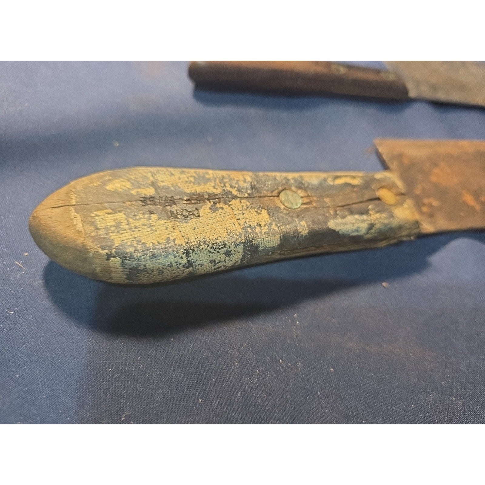 Vintage Wood Handle Meat Cleavers Blacksmith Lot of 2 For Parts Or Repair