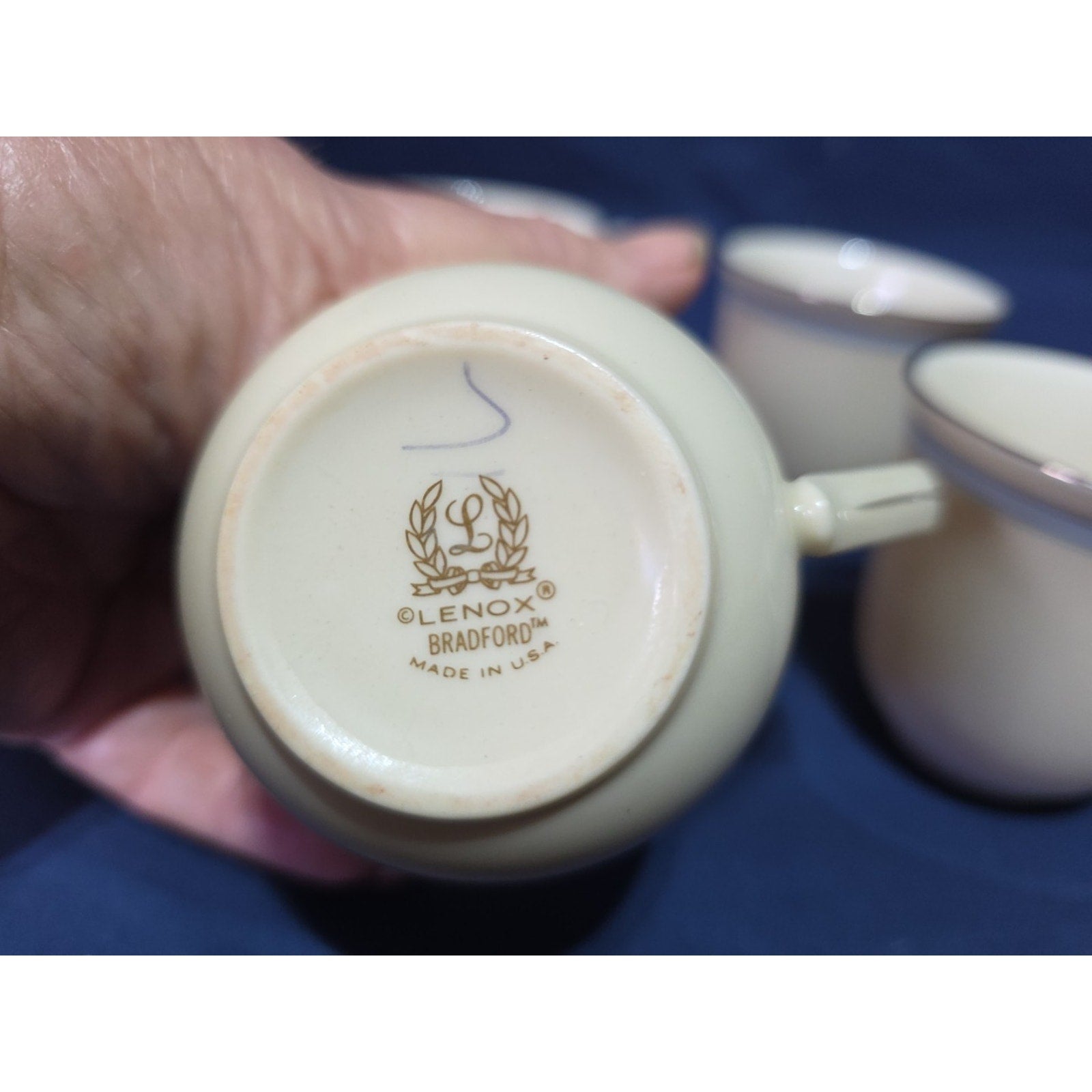 4 Vintage Lenox China Platinum Trim USA Coffee Cups