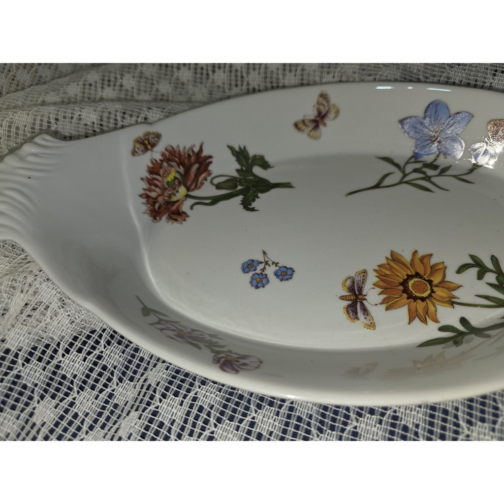 BIA Cordon Bleu Serving Dishes -Oval Au Gratin -Floral Pattern -13”x7.5"