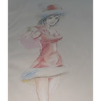 Original Art Colored Pencil Ske Woman Santa Artist Unknown. 18x24