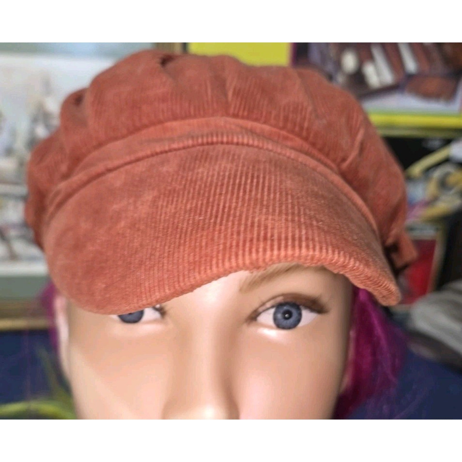 Vintage McKirchy Caps Houston Corduroy Baker Boy Hat Rust Orange Newsboy Cap