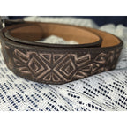 Real Mexican Piteado Embroidered Leather Belt & Buckle - Size 40 - Horseshoe