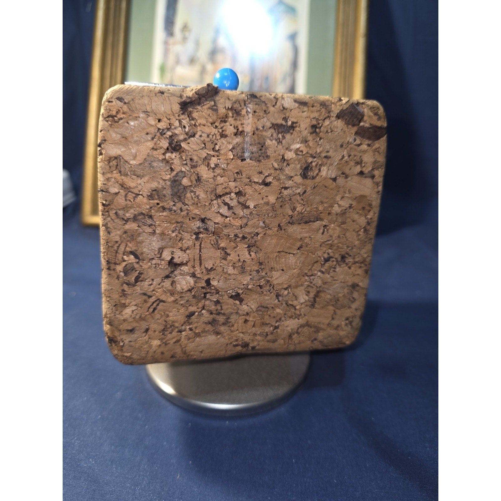 Vintage Park Sherman Rotating Cork Desk Organizer MCM Bulletin Cube Pen Holder