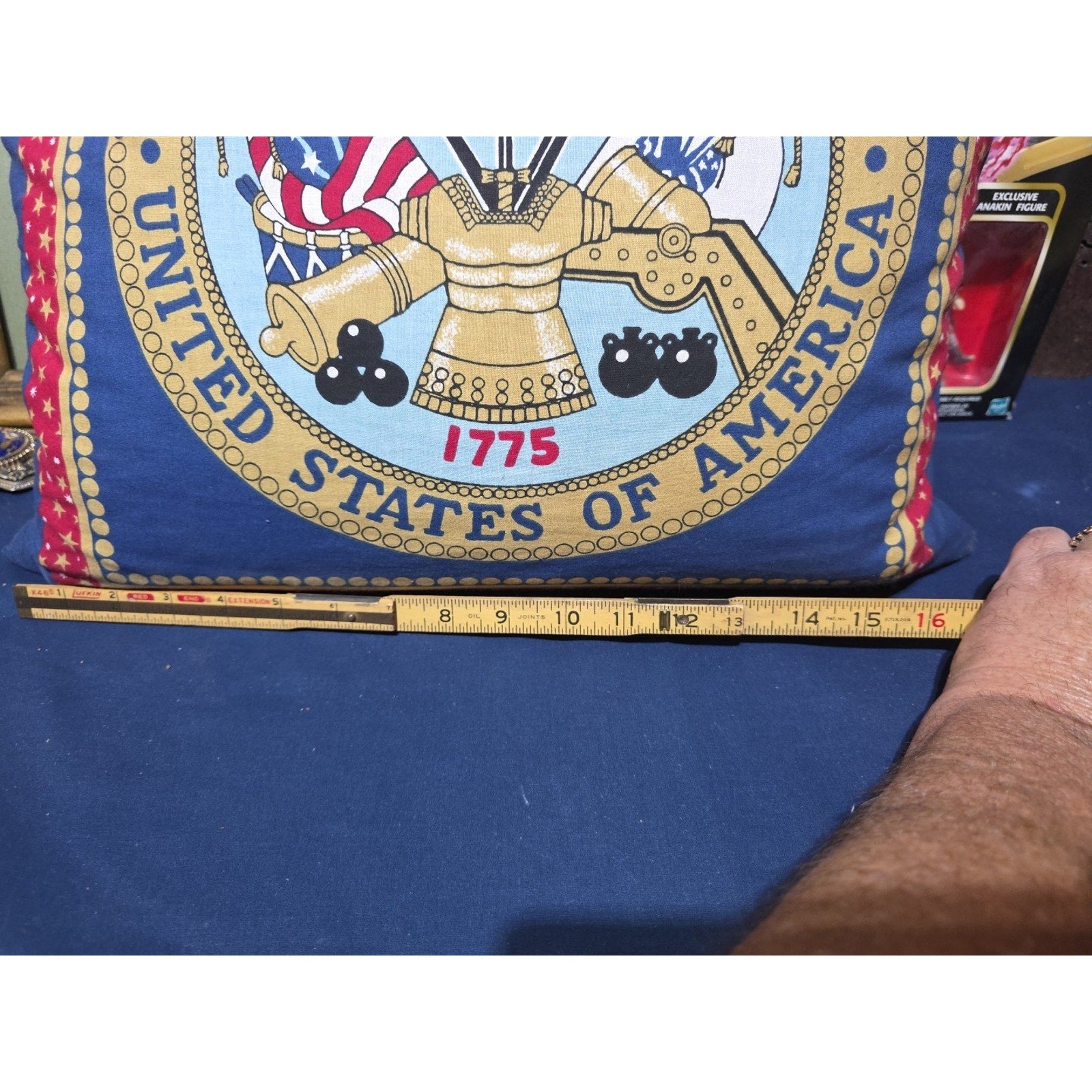 Vtg Handmade Pillow US Army Patriotic Americana Decor 16"x12" Office Man Cave