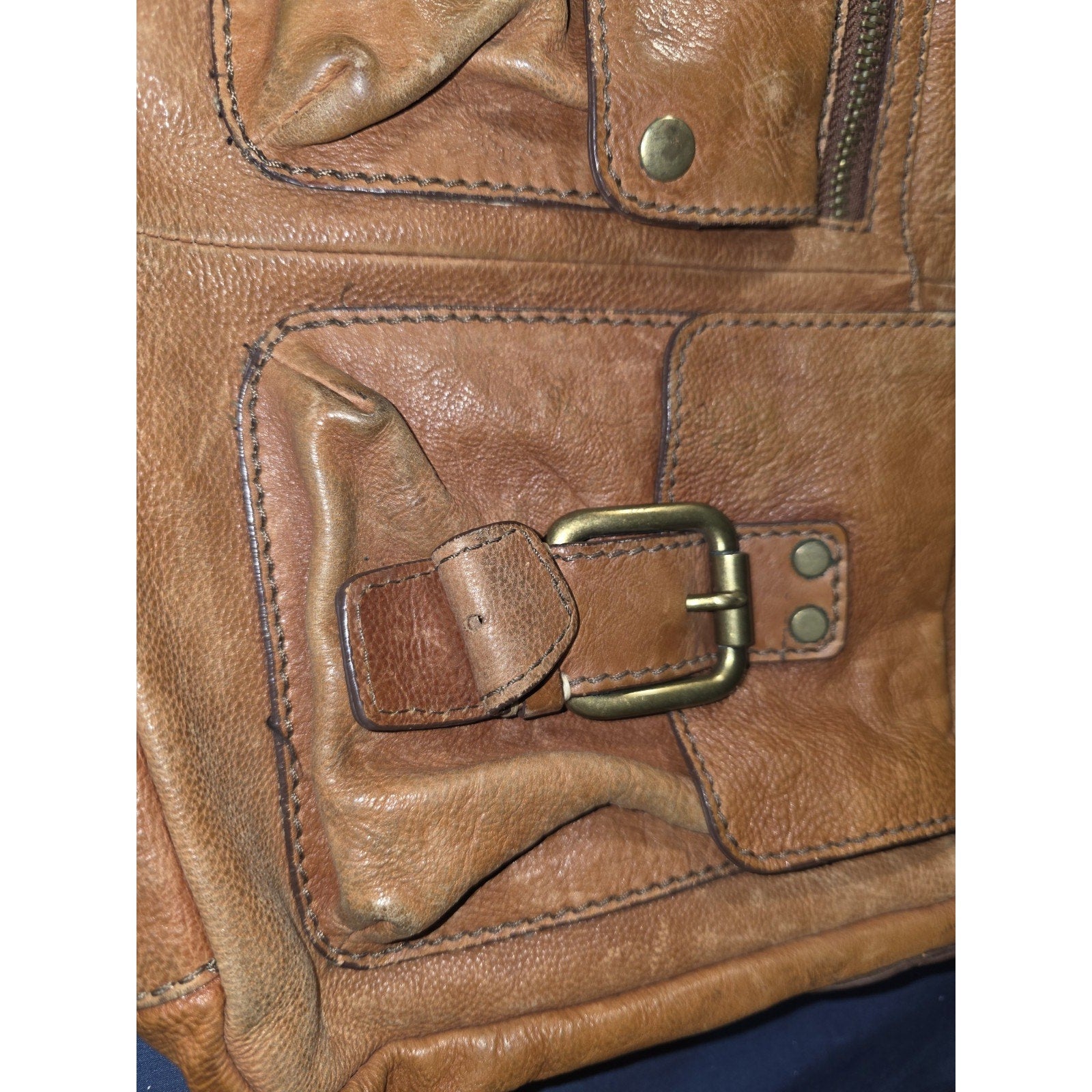 Fossil Explorer Leather Messenger Bag Tan Cognac Crossbody Laptop Travel Pockets