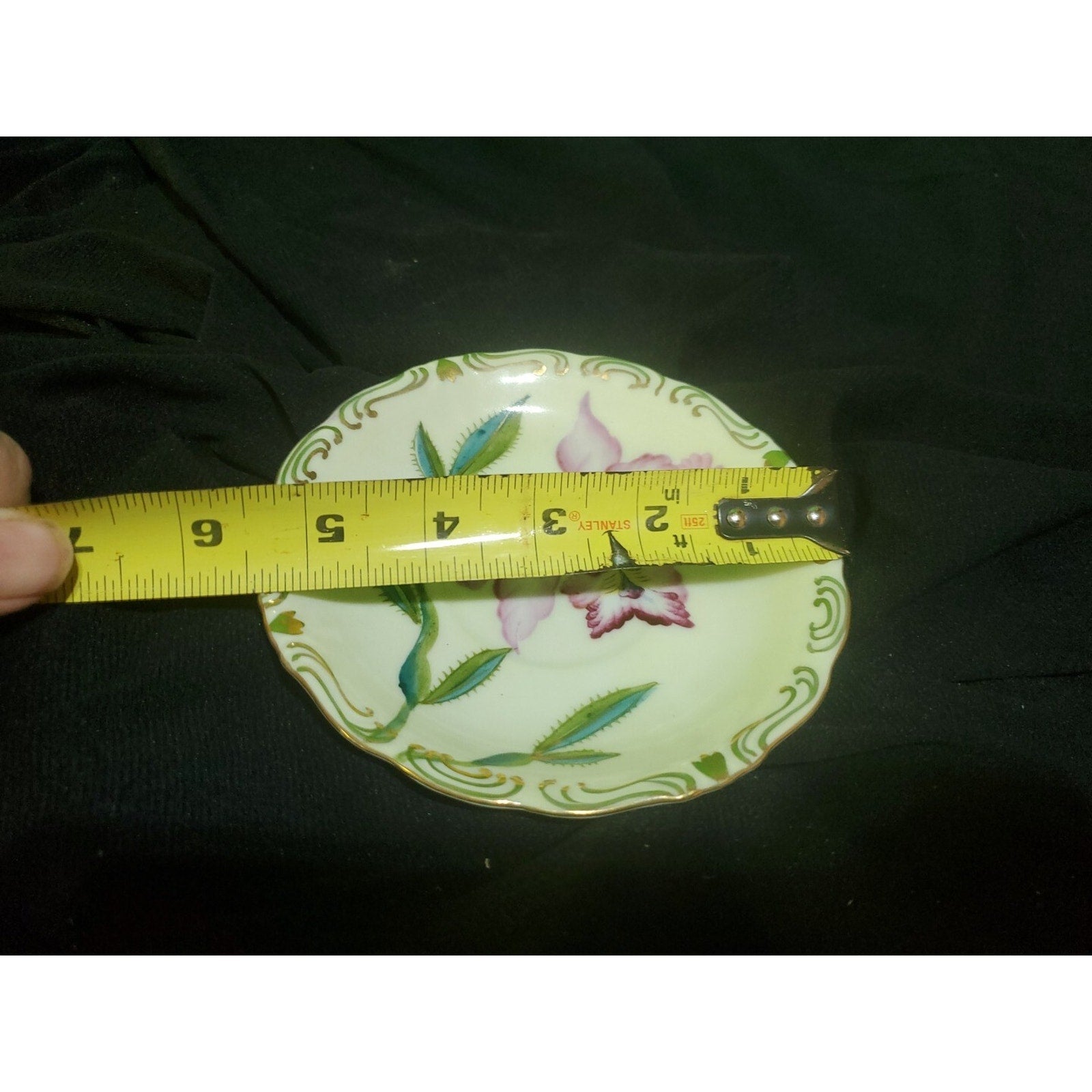 Vintage Hand Painted Chiyoda Hin 5 1/2" Saucer Pink Orchid Gold Trim Japan.