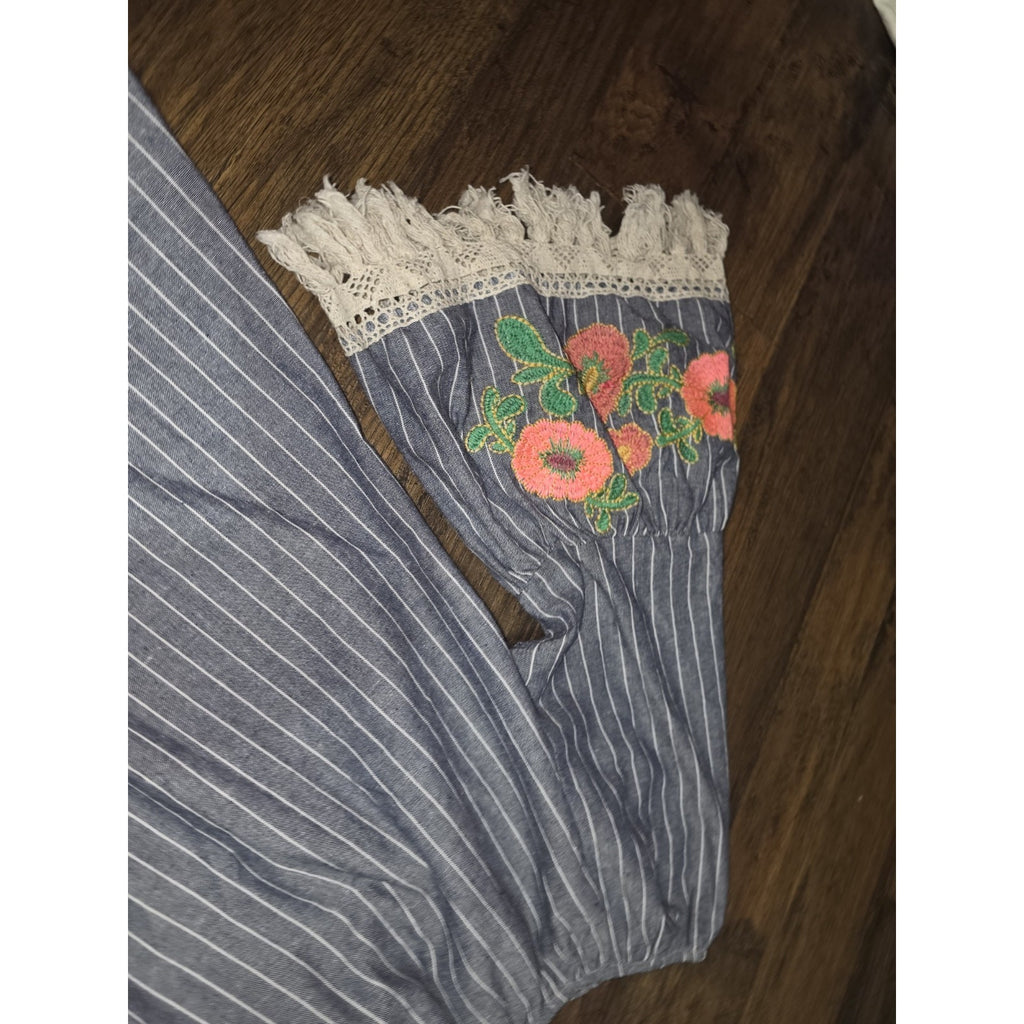 Velzera Embroidered Boho Off-The-Shoulder Women"s Top - Small Free Ship