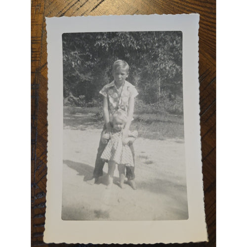 3- Vintage 1950s B&W Snapshot Photo 3 1/2" x 5" Kids Country Rd Originals