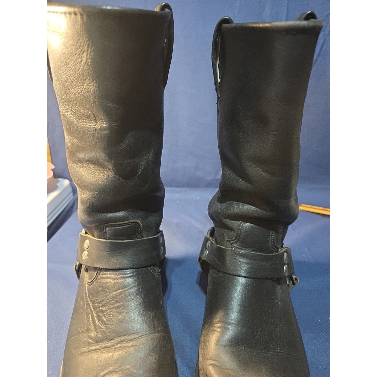 Vintage 90s Harley Davidson 9.5D Riding Ring Boots Embroidered Eagle Harness