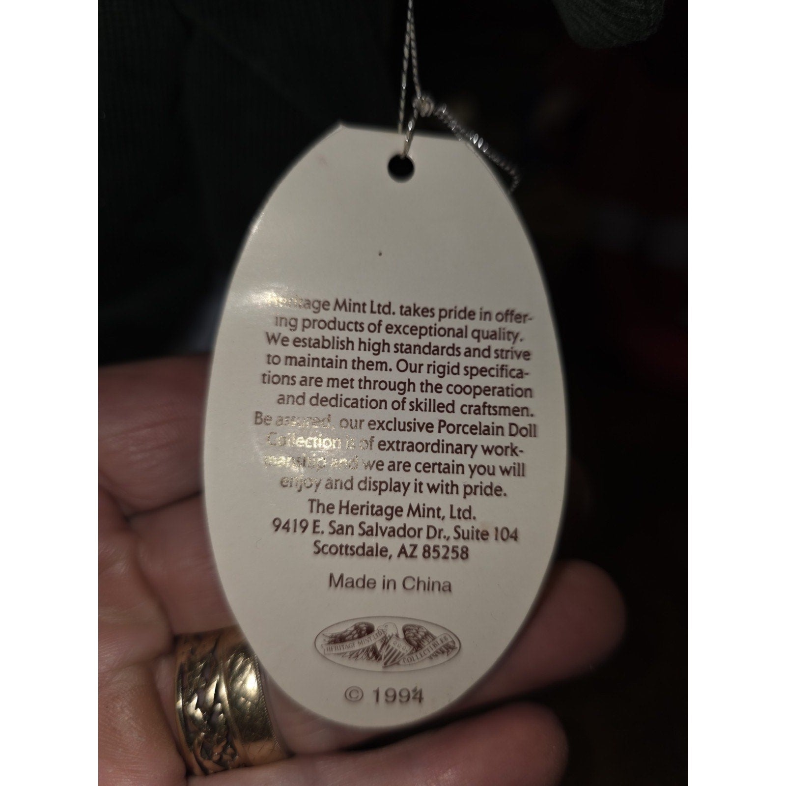Vintage 1994 Heritage Mint Lasting Impressions Doll Collectible 16" Christmas