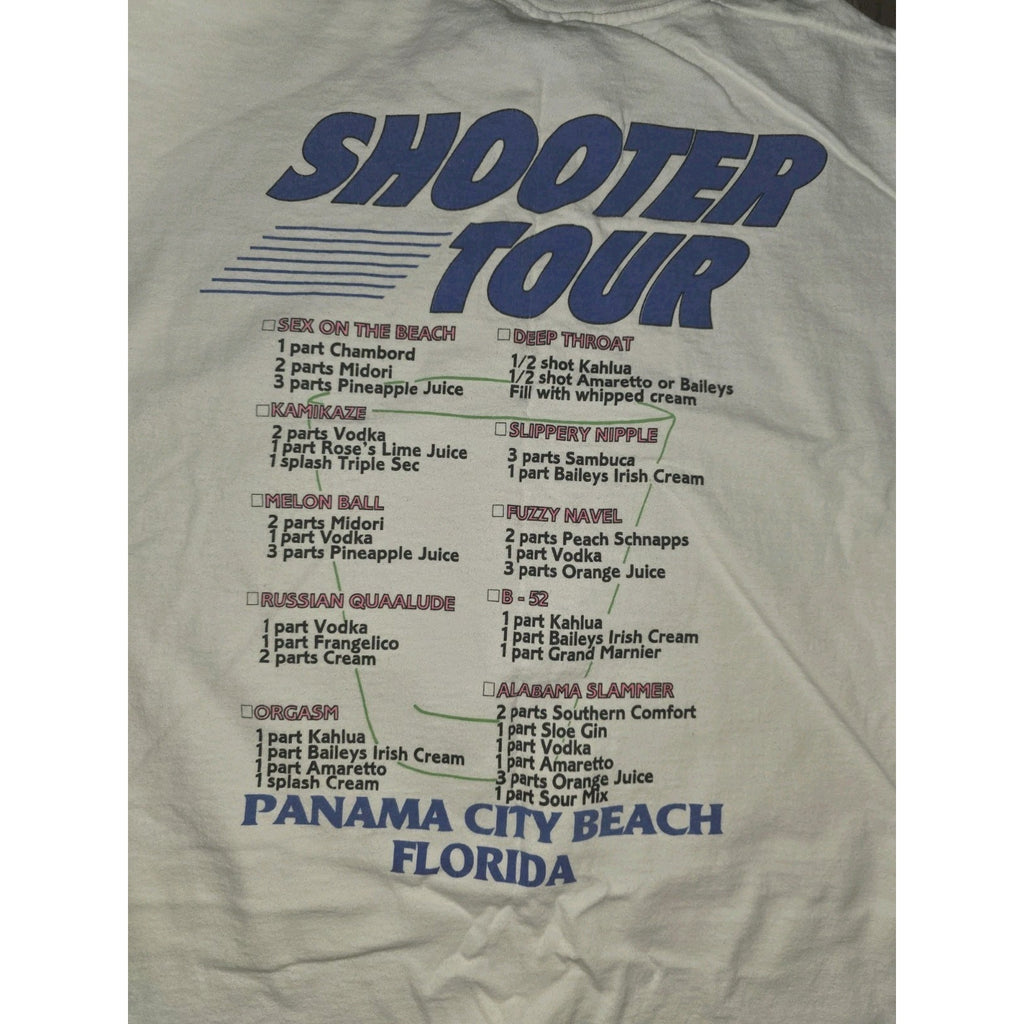 Vintage 90s Panama City Beach Shooter Tour T-Shirt XL Single Stitch Made in USA