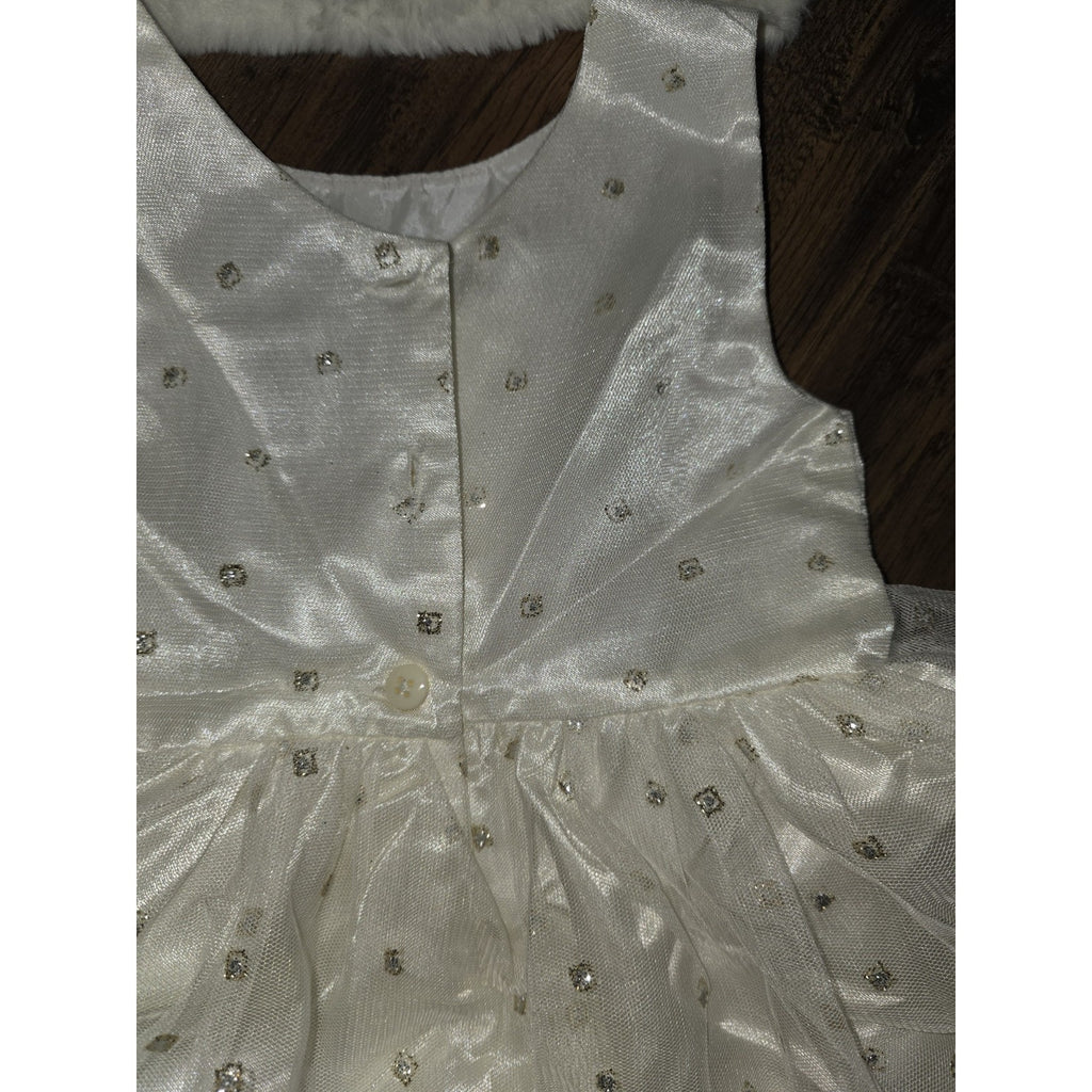JONA MICHELLE Sleeveless Girl's Party Dress Size 4T White & Gold W/Shrug
