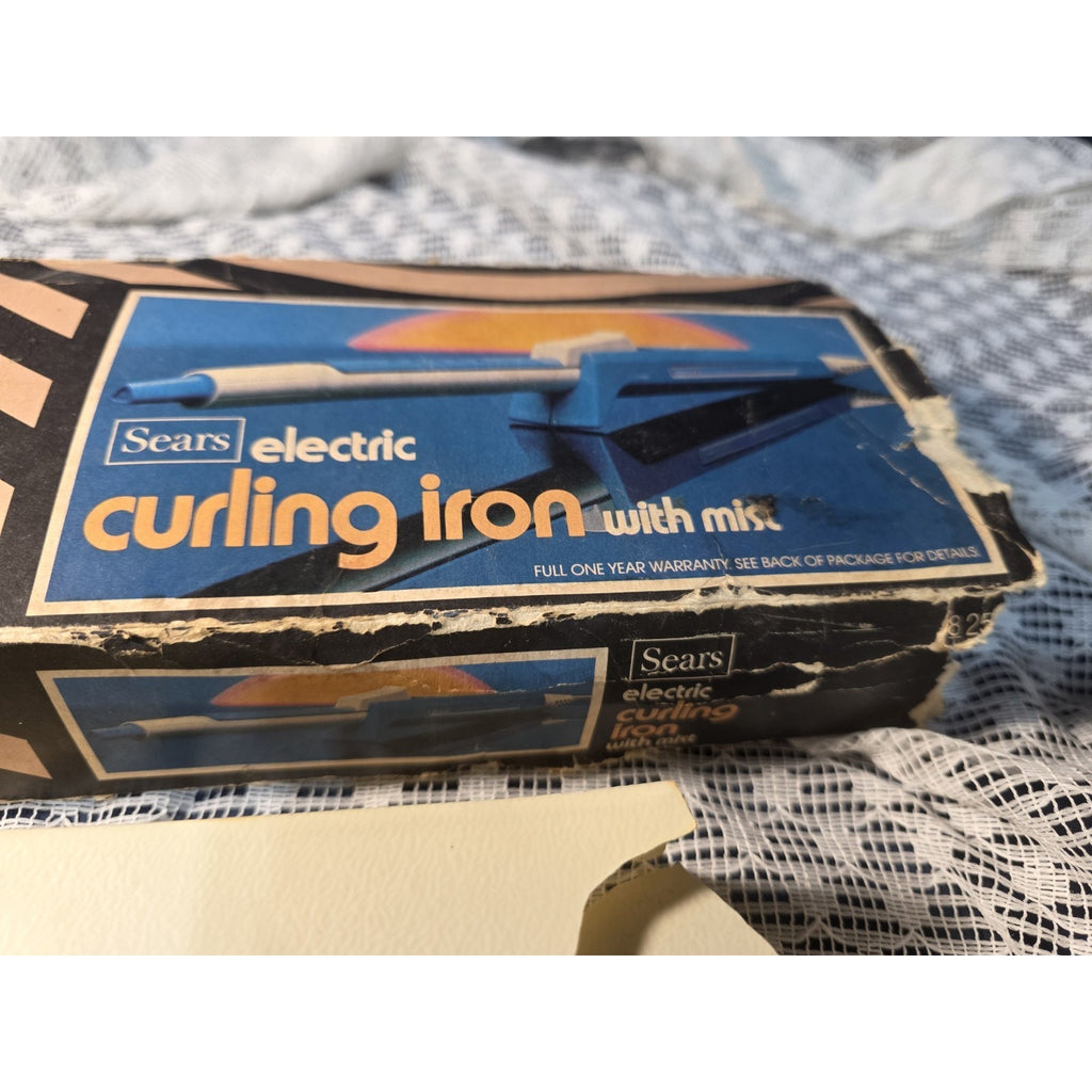 Vintage Sears Mist Curling Iron Style Mc-2 White And Blue Works Tested
