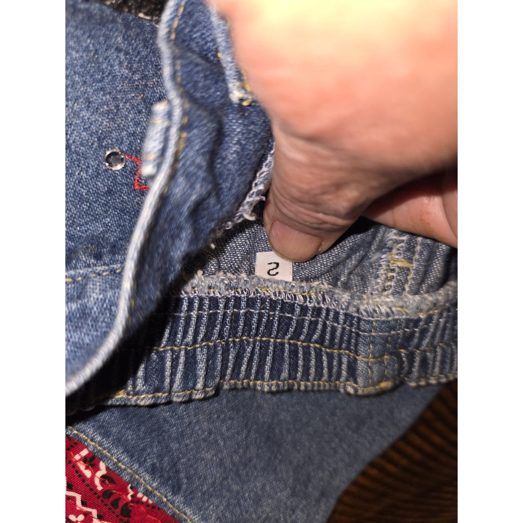 Western /Farm Styje Premium Patch Girls Western Jeans - Size 2T - Hand Stetched