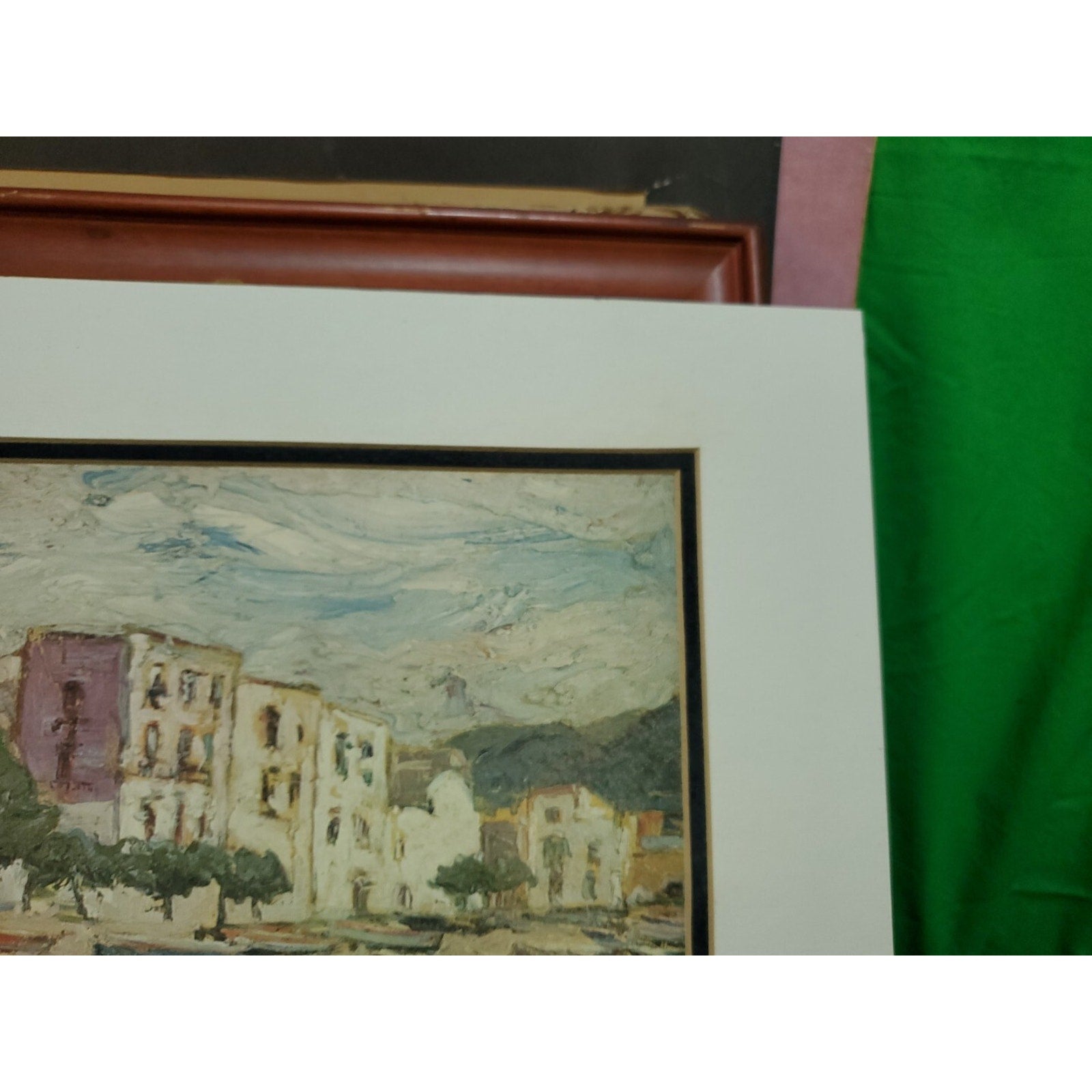 Amadeu Casals 1930"s Painting The Beach Lithoograph Matted