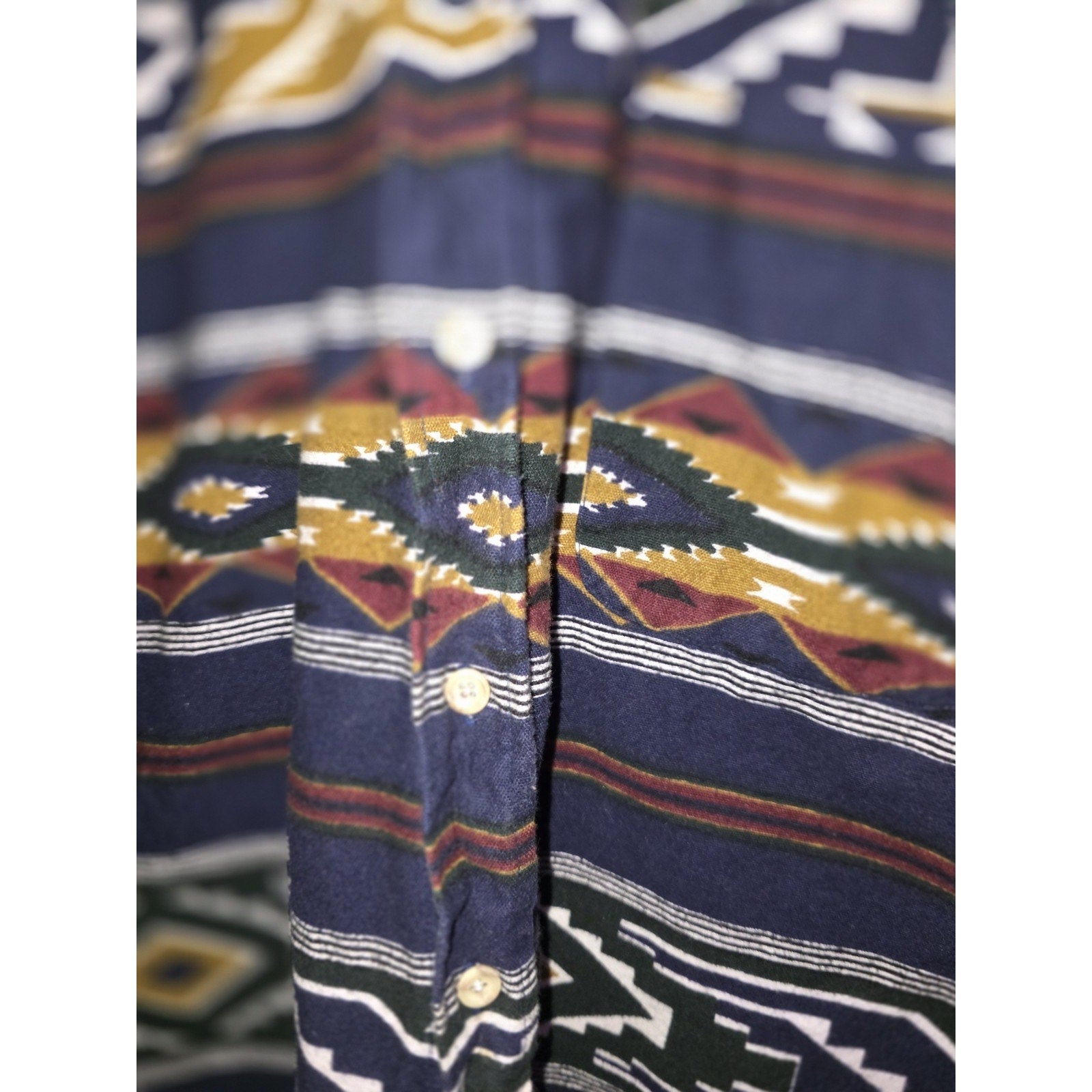 Vintage Lawton Harbor L Aztec Print Button Down Flannel Southwestern