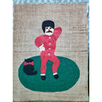 Original Art: Vintage Collage on burlap w/ felt Christmas art his & hers 11"X14
