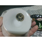 Vintage Wales Black Pink Orchid Pearlized Footed Teacup & Saucer Japan