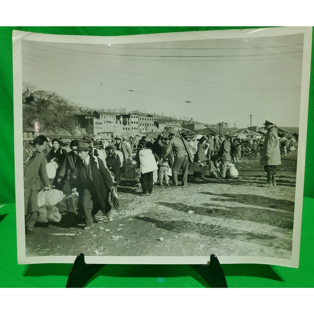 Vintage Rare 1950"s Photo Korean War intelligence Officer W/ Burning Train ORIG