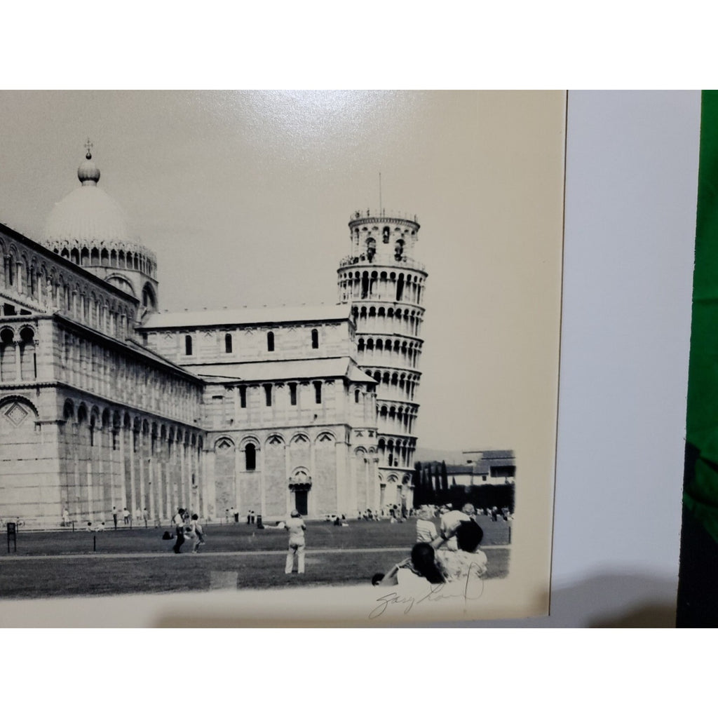 Vintage Pisa Cathedral , Leaning Tower Pisa 1960s Signed Photo Print Matted