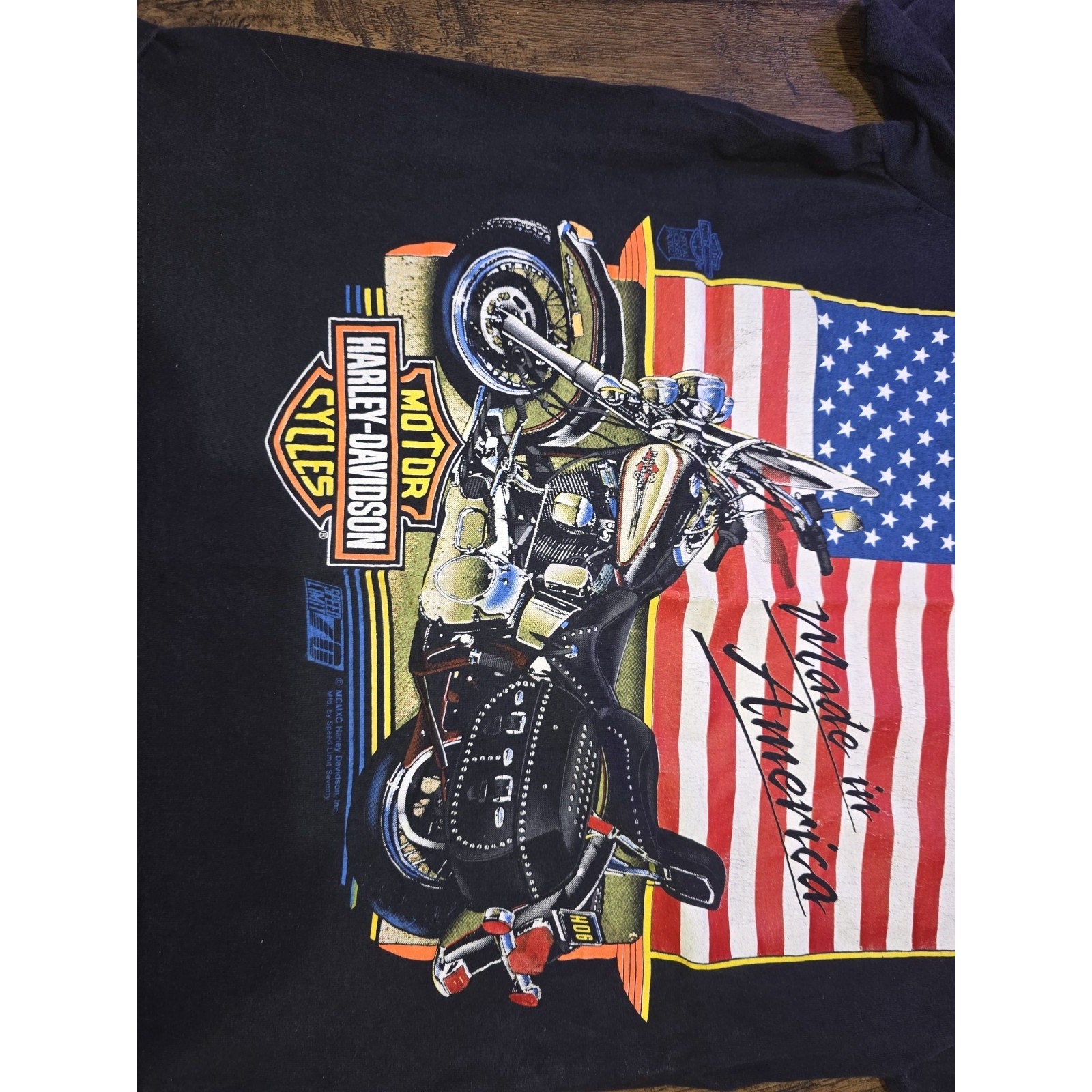Vintage Harley Davidson Heritage Softail 1991 Graphic Tee HOG Black Size Small