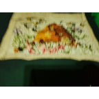 Antique Rug Hooking Tapestry Art Handmade Bees, Bugs Flowers 12.5X14.5