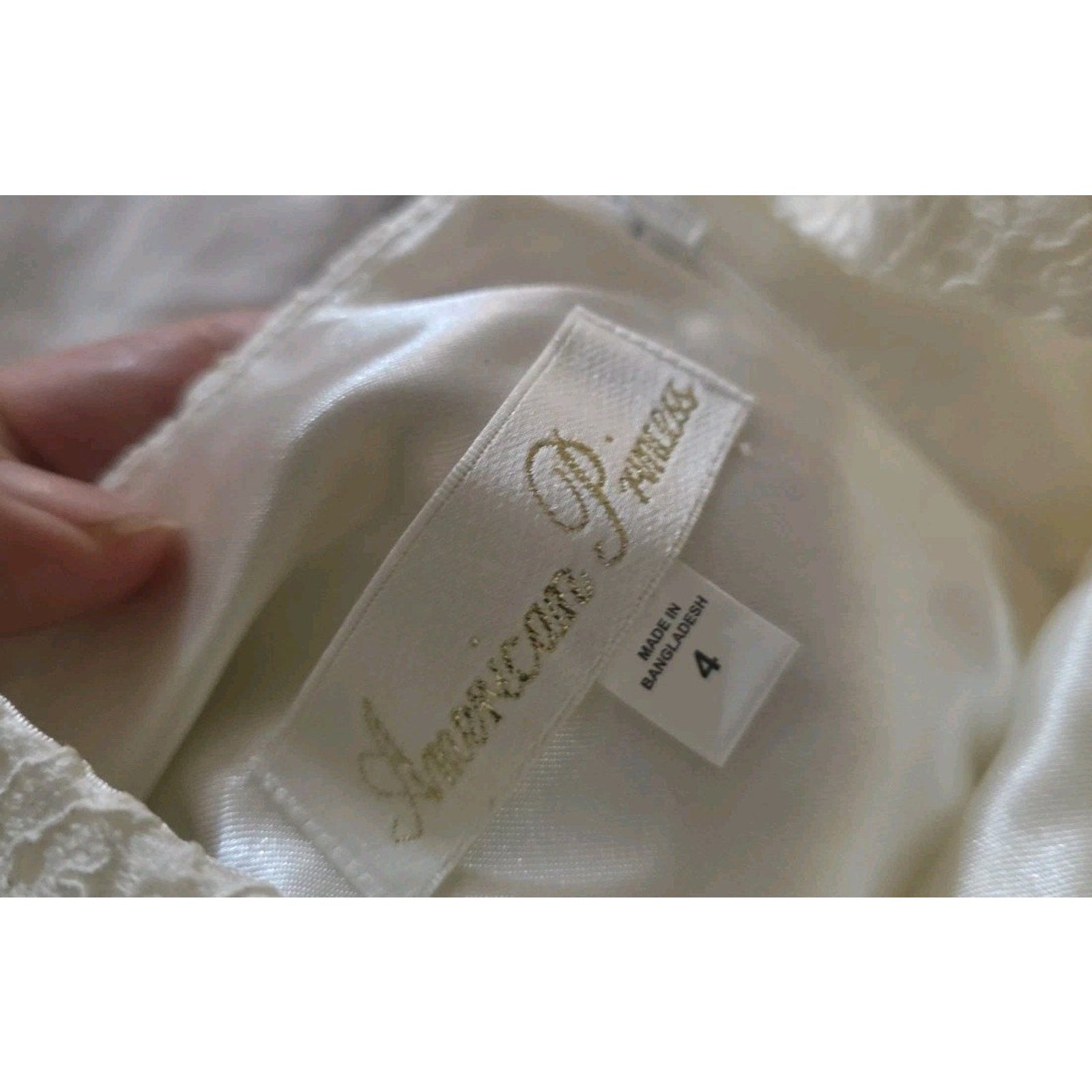 American Princess Dress Sz 4 Exc cond Ivory Gold, Pearl, Silver Rhinestones