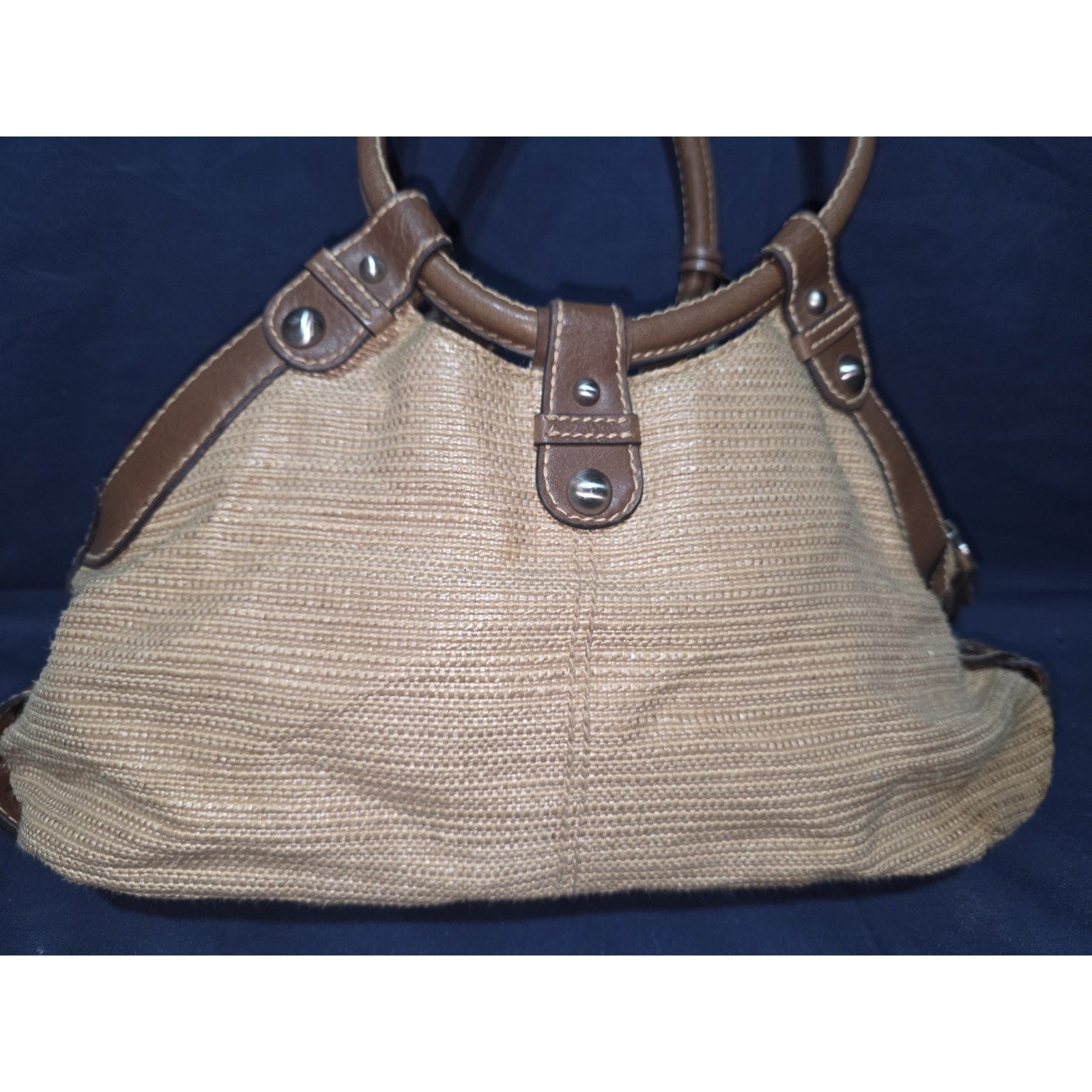 Fossil "Genuine Classic 1954" Straw & Leather Satchel – Boho Chic Shoulder bag