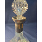 Vintage Ribbed Glass Wine/Liqueur Decanter With Stopper And Silverplate Collar