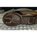 Real Mexican Piteado Embroidered Leather Belt & Buckle - Size 40 - Horseshoe