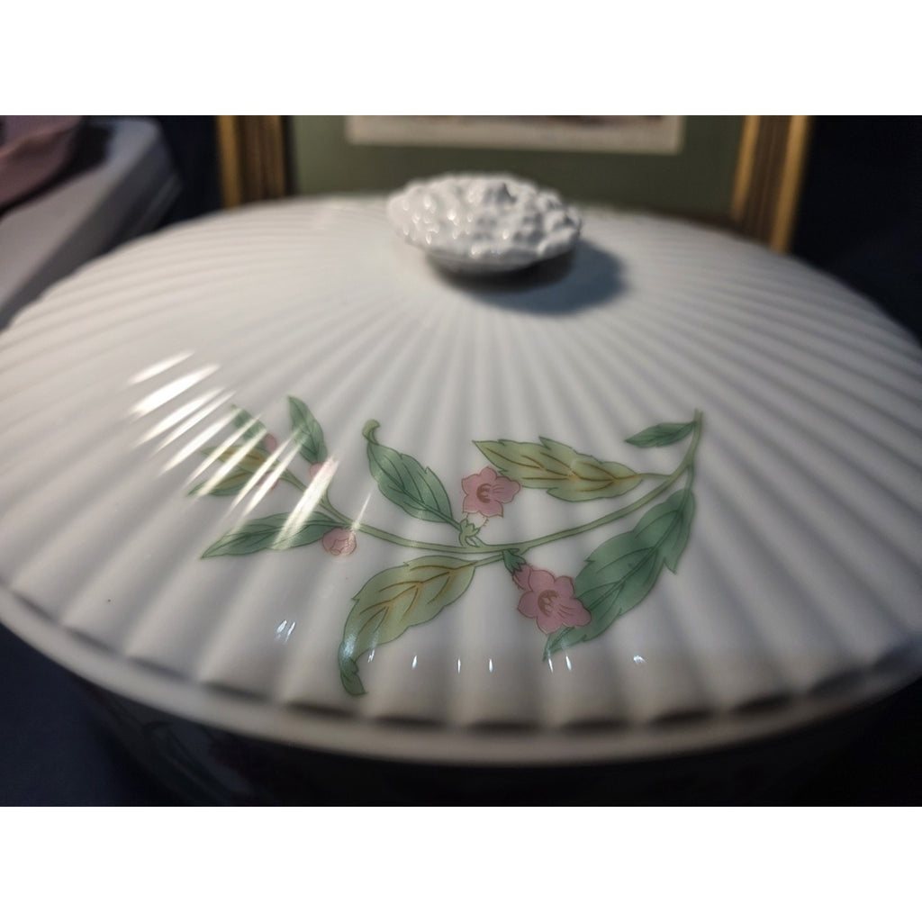 Herbs & Spices by Shafford Large Oval Porcelain Covered Casserole Dish 3 1/4 Qt
