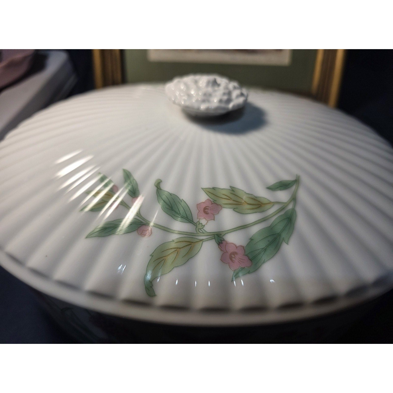 Herbs & Spices by Shafford Large Oval Porcelain Covered Casserole Dish 3 1/4 Qt