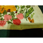 Antique Rug Hooking Tapestry Art Handmade Bees, Bugs Flowers 12.5X14.5