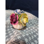 Vintage Jon Anton English Bone China Floral Basket Hand Painted Made in England