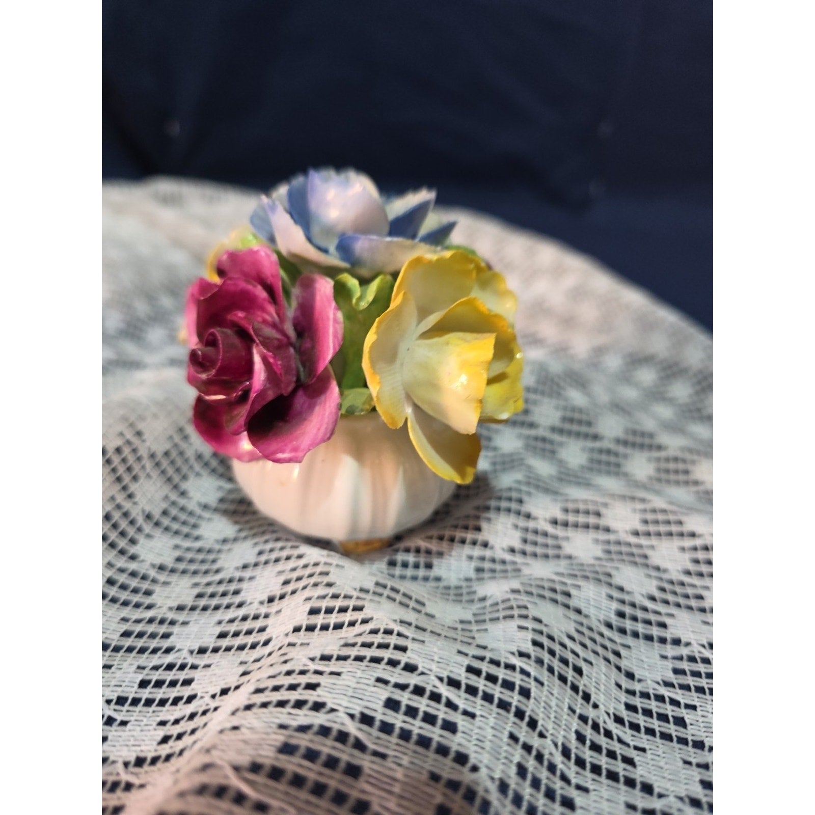 Vintage Jon Anton English Bone China Floral Basket Hand Painted Made in England