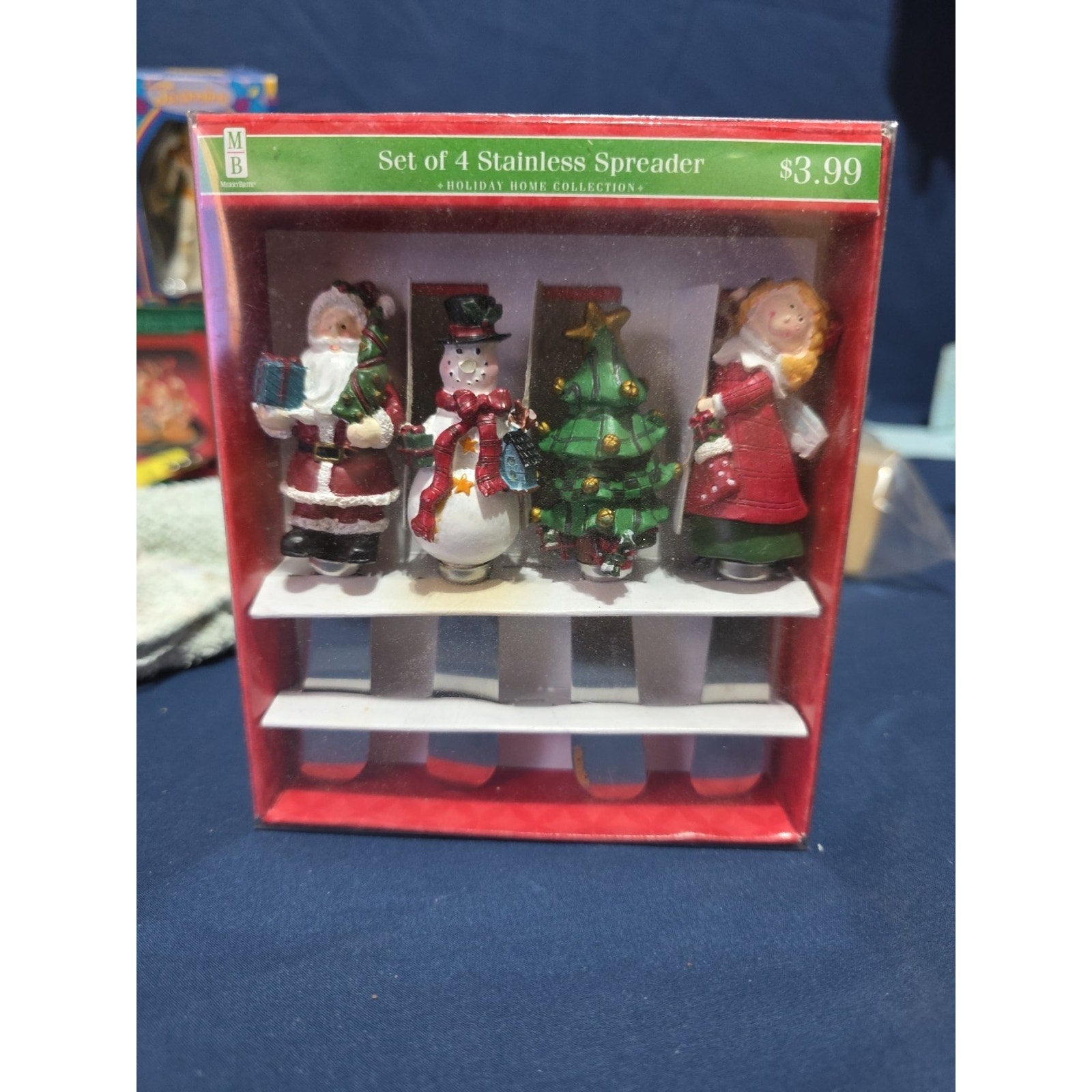 Boston Warehouse Christmas Spreaders Cheese Knives Set Of 4 Snowman