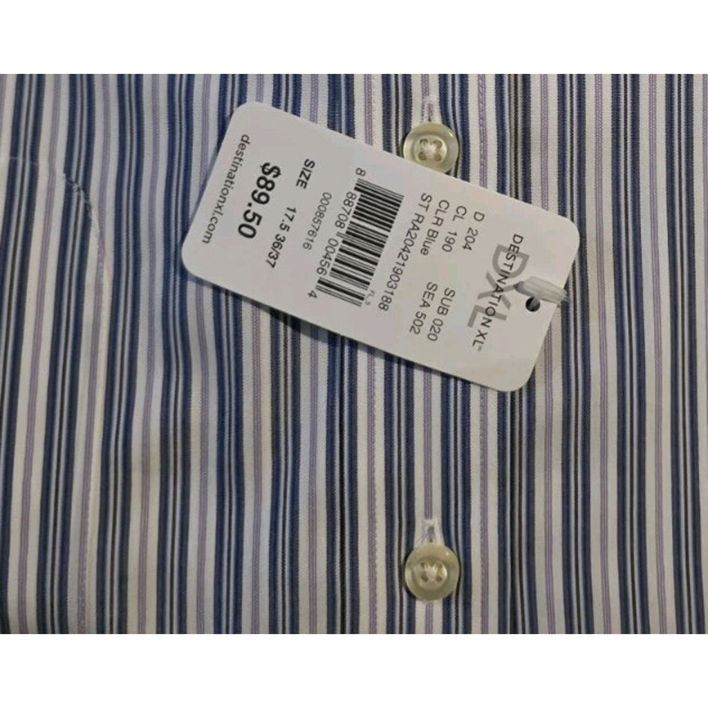 Rochester Men's Striped Long Sleeve Shirt Egyptian Cotton Size 17.5 38/39 New