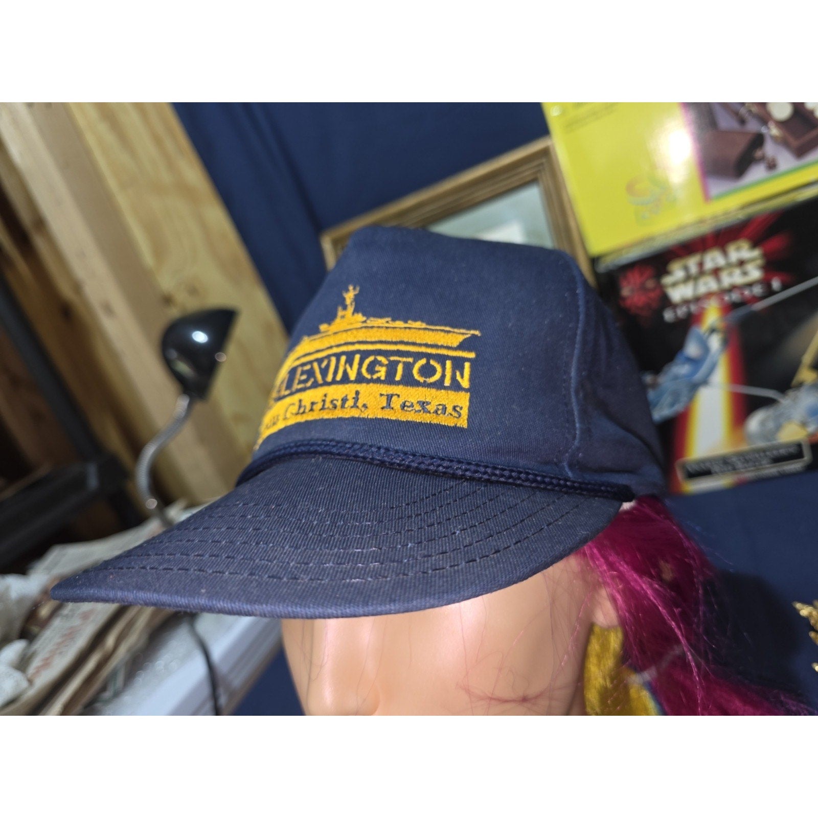 Vintage USS Lexington Hat Corpus Christi Texas Navy Blue Snapback USA Made