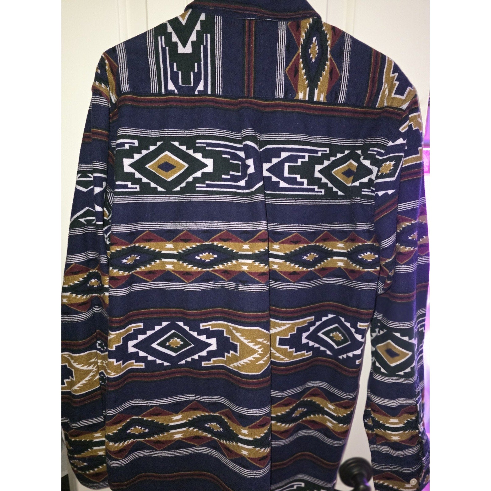 Vintage Lawton Harbor L Aztec Print Button Down Flannel Southwestern