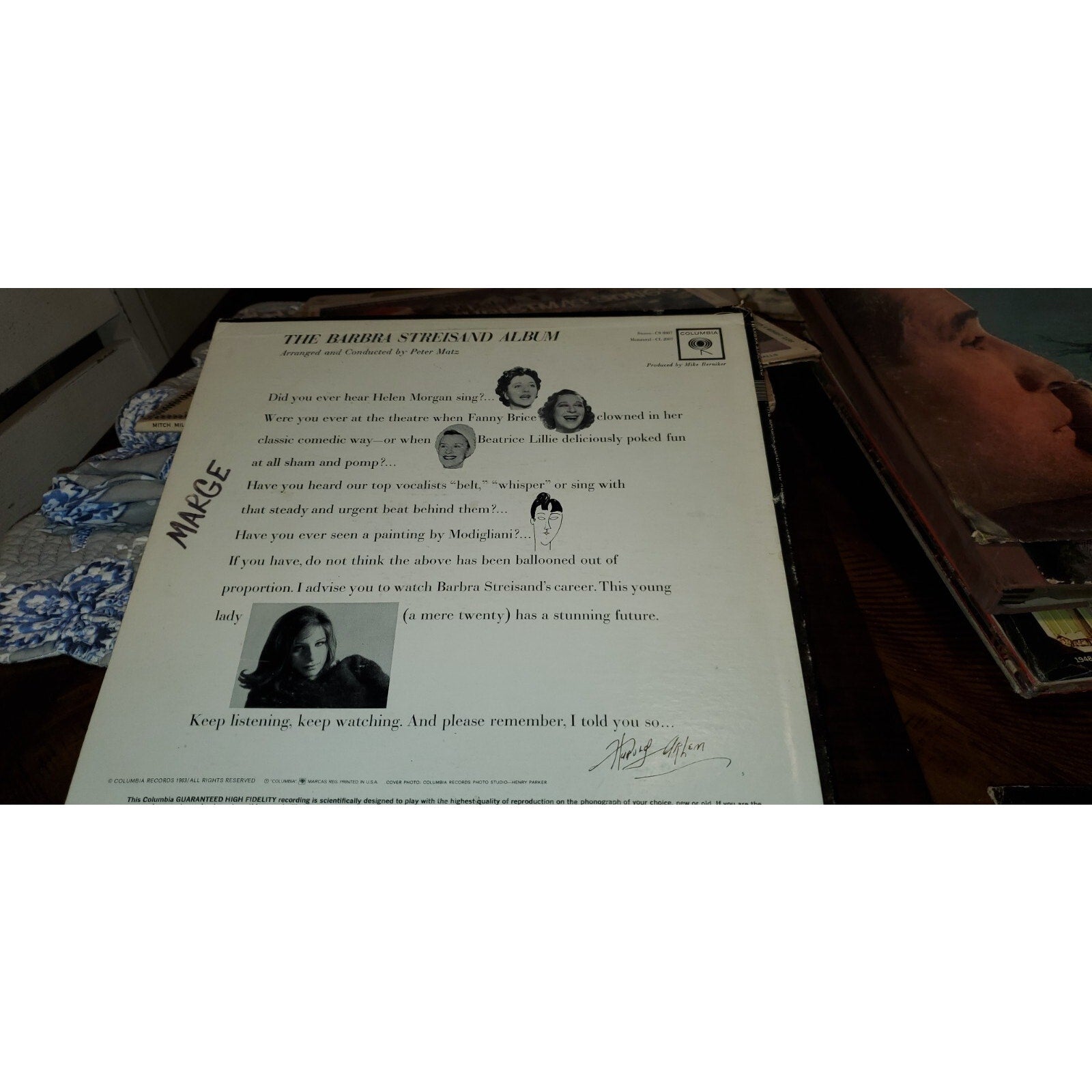Barbara Streisand The Barbara Streisand Album LP Record