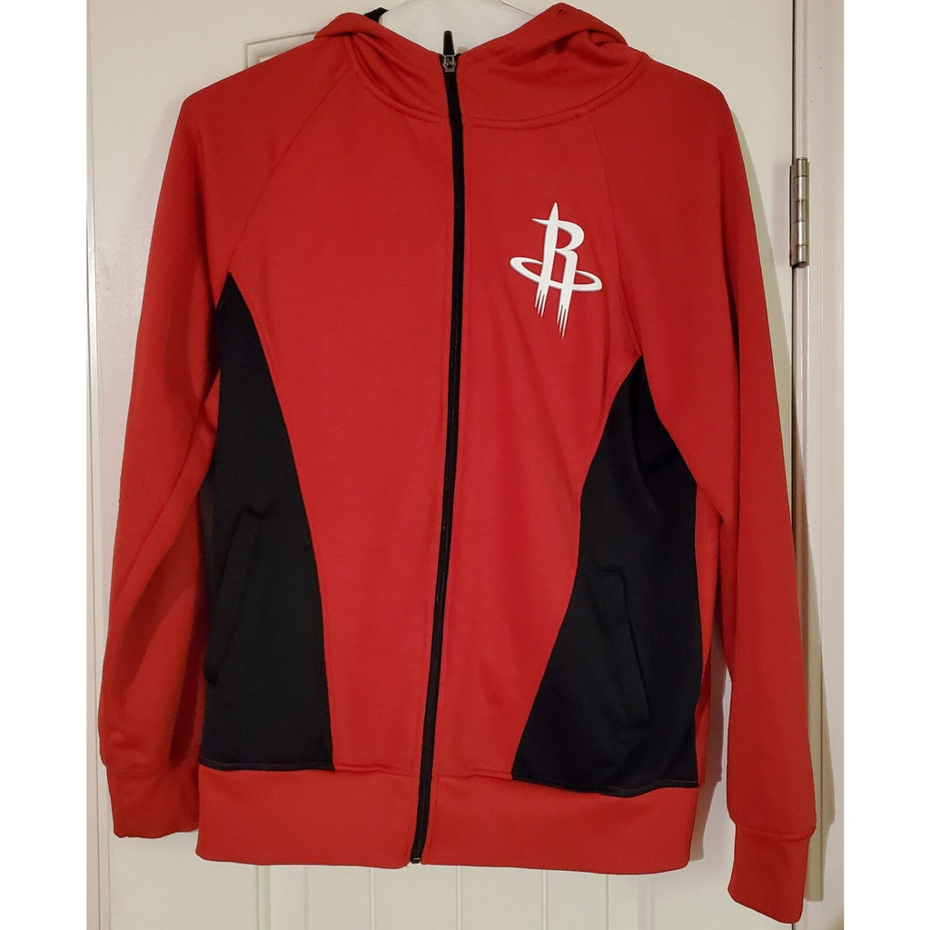 Houston Rockets Basketball Men's NBA Zip Up Hoodie Sweatshirt Warm Up small Red, pull string missing at hoodie