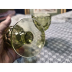 Vintage Imperial Glass Provincial Green Thumbprint Water Goblet Set of 2