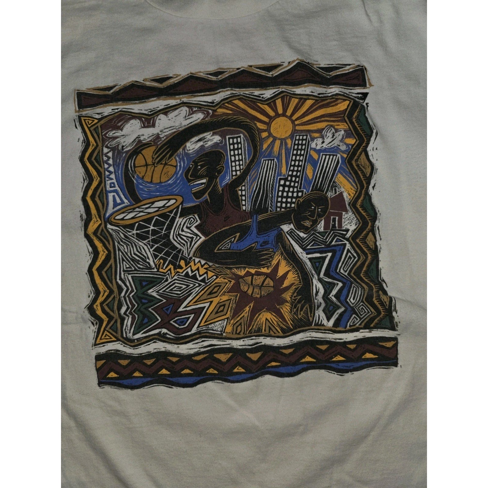RARE VINTAGE 90s NIKE Grey Tag Hoops Streetball T-Shirt SINGLE STITCH USA L/XL