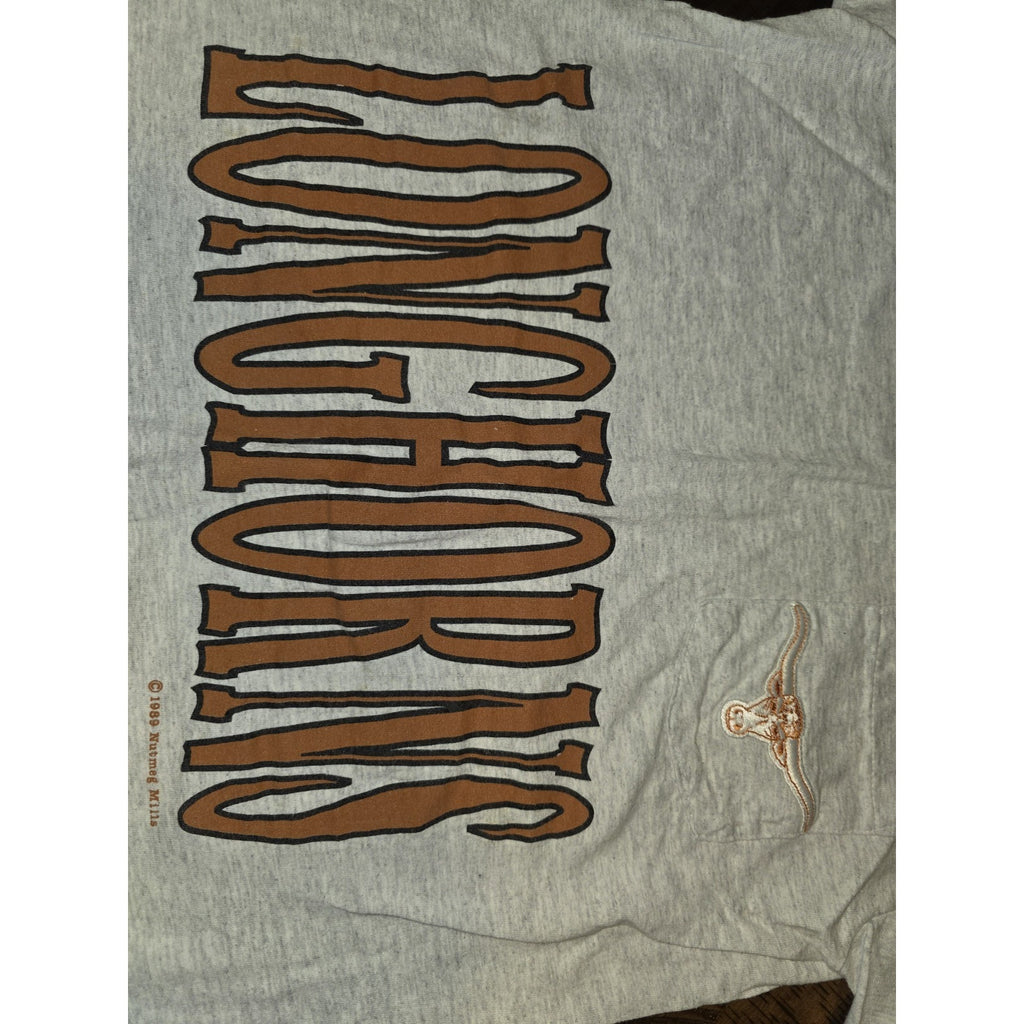 Vintage Texas Longhorns Pocket T shirt 1980’s M Single Stitch Nutmeg Made USA