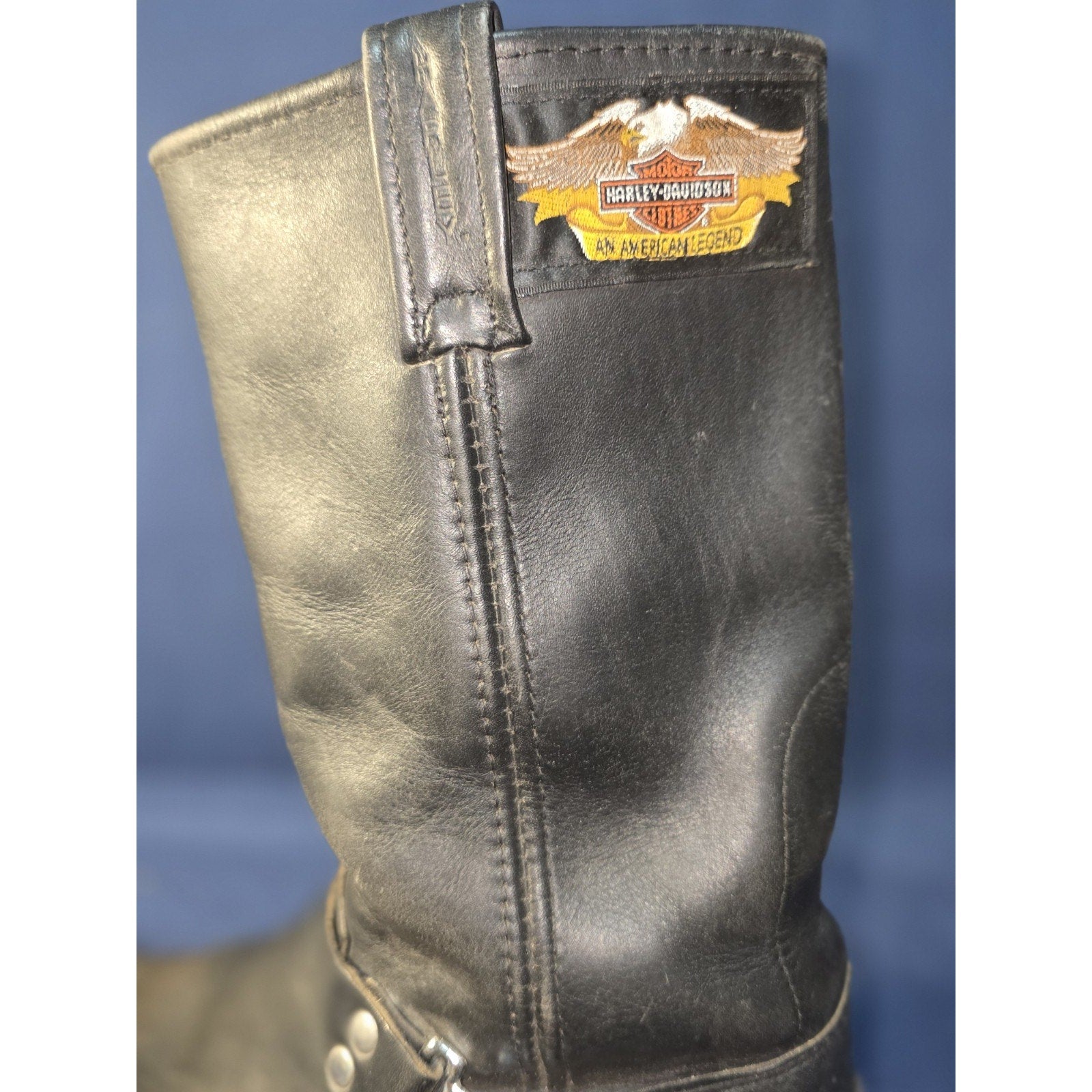 Vintage 90s Harley Davidson 9.5D Riding Ring Boots Embroidered Eagle Harness